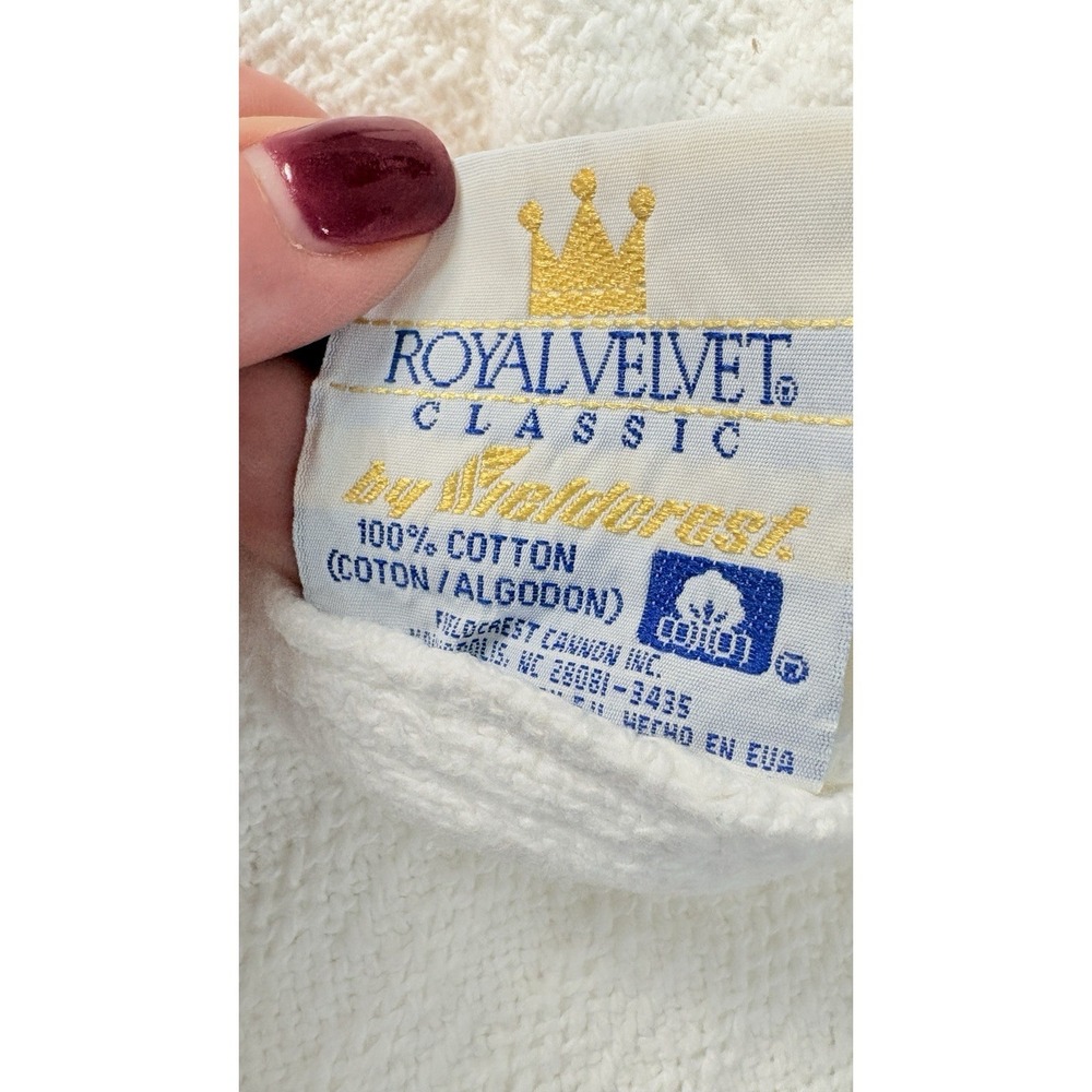 Vintage Fieldcrest Royal Velvet White Woven Cotton Full Queen Blanket Made USA - Picture 5 of 13
